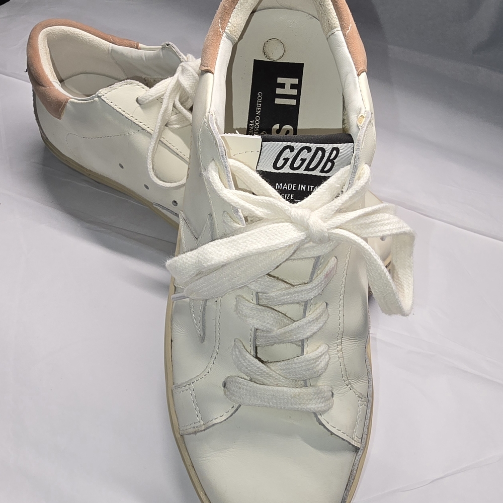 Golden Goose High Star Low Top Off White Leather Briwn Heel Pad. Size EU 38 US 8 - Picture 9 of 13